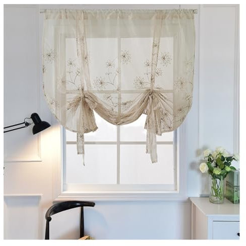 Krawatte Jalousie Vorhang Panels Haushalt bestickter Vorhang transluzente römische Farbtöne Home dekorative florale Gaze Türvorhang for Schlafzimmer Fenstervorhang ( Color : Gold , Size : 100x120cm )