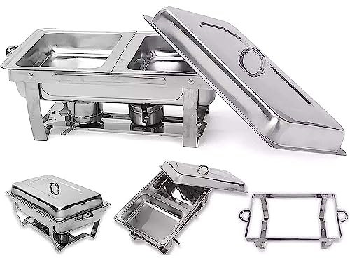 Chafing Dish Buffet Set Stainless Steel Chafer Food Warmer Sets with Water Pan, Food Pan, Fuel Holder and Lid for Buffet Weddings Parties, 8QT (3pcs)