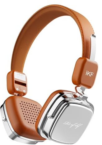 iKF R2 kabellose kabelgebundene Kopfhörer, Retro-Kopfhörer, 60 Stunden Spielzeit, Bluetooth V5.4, Geräuschisolierung, Musiksteuerung, schnelles Aufladen, Throwback 80er-90er-Design (Gegerbt)
