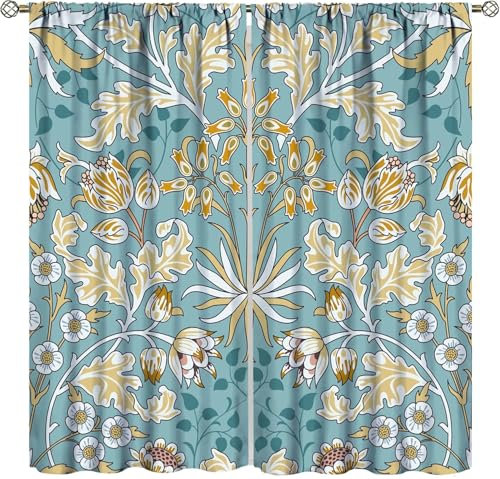 Kinder Verdunkelungsvorhänge Vintage-Blumen 3D Polyester Ösen Vorhang, Für Wohnzimmer Schlafzimmer Kinderzimmer Junge Mädchen Zimmer Blickdicht Schallschutzvorhänge 2Er Set 183 (B) X 21 9426351061834