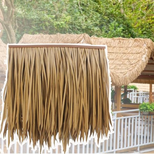 ZIUSFAC Paglia Di Palma Sintetica Tegola Di Paglia Para Giardino Anatre Erba Palapa Rotolo Di Paglia, Rotoli Di Paglia In Plastica Rotoli Di Palma Paglia Finta Pannello Di Paglia Hawaii(Brown,50*50cm(