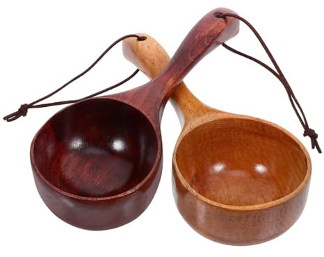 Alipis 2pcs Cooking Spoon Soup Ladle and Serving Spoon for Home Kitchen and Restaurant Use Stylish Japanese Design Smooth Finish Natural Wood Material