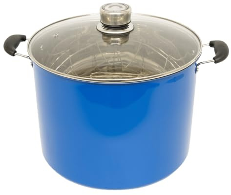 Lehman's 21.5-Quart Water Bath Canner with Pressure Gauge, Durable Stainless Steel Stockpot for Home Canning and Preserving​, Blue