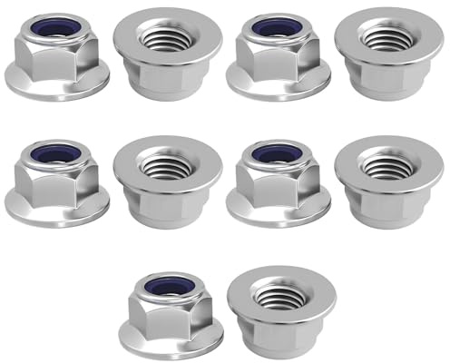 M8 Nyloc Nuts,8mm Insert Self Locking Nyloc Hex Nut Gb6183.1 Nylon Carbon Steel Lock Inserts Nuts for Bolts & Screws Standard Thread Pack of 10