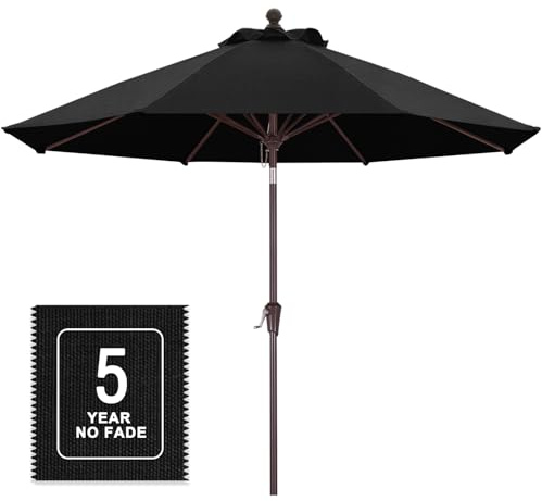 MasterCanopy 270 cm Premium Olefin Sonnenschirm, Schwarz