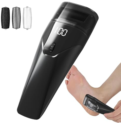 Rechargeable Electric Foot Rasp - Durable Powder Remover Tool, Calum Removal Device | High Speed Roller Head, LED Light, Compact Design for Pedicure Home Professi