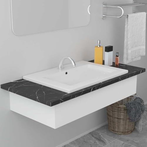 Genérico Lavabo encastrado de cerámica Blanco 61x39,5x18,5 cm,Bricolaje,Fontanería,Piezas para fontanería,Lavabos y fregaderos,Lavabos,145061
