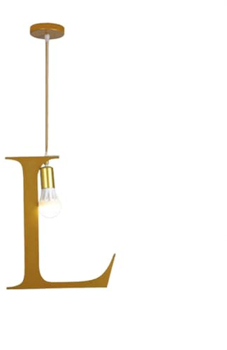 Lampada a sospensione creativa minimalista in oro, decorazione per testiera, lampada a sospensione in ferro a forma di lettera L, adatta per ingresso, camera da letto, cucina, isola, corridoio