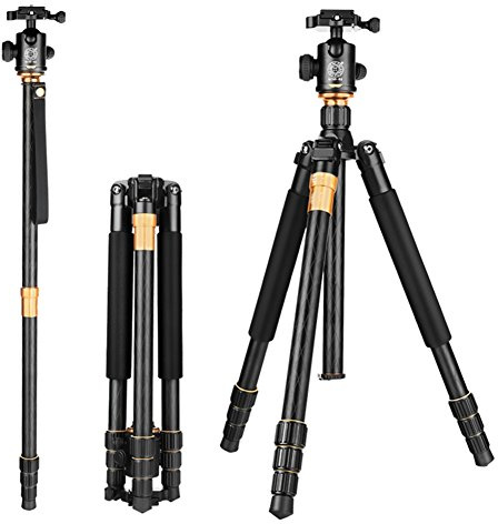 QZSD Q-999 Trépied monopode professionnel portable en alliage d'aluminium avec rotule amovible et poche pour appareil photo numérique et caméscope