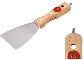 Spatola Per Stuccatori In Acciaio Inox, Manico In Legno Con Inserto Cacciavite A Croce. Per Rasatura E Lucidatura Di Stucco E Grassello Di Calce.