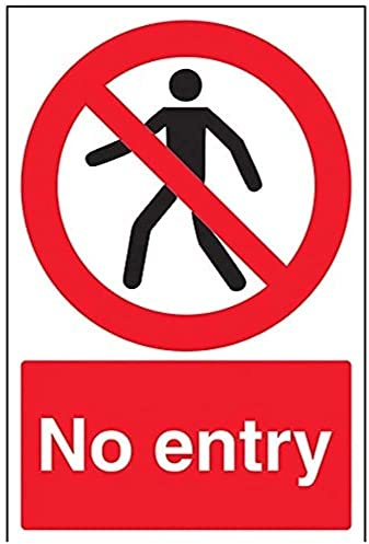 V Safety 52016AU-R No Entry Pedestrian Prohibition Sign - Portrait - 200mm x 300mm - 1mm Rigid Plastic, Black/Red
