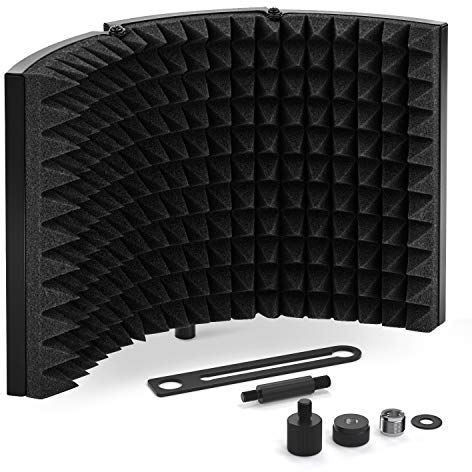 TONOR Mikrofon Pop Filter mit absorbierender Schaumschicht schallabsorbierend Mikrofonisolationsschirm Einstellbar Mic Isolation Schild, Gesang Aufnahme Panel, Windschutzscheibe Windschild Windschutz