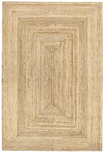 HAMID - Alfombra Yute Alhambra Color Natural, Alfombra 100% Fibra de Yute, Trenzado a Mano, Alfombras de Salón, Comedor, Dormitorio, Pasillos, Color Natural (200x300cm)