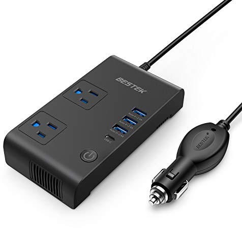 BESTEK 200W Power Inverter, DC 12V to AC 110V Car Inverter with Total 7.8A 4 USB Ports Multi-Protection Car Charger Adapter, ETL Listed(Black)