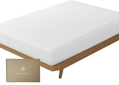 BIOWEAVES 100% Organic Cotton 1 Twin XL Fitted Sheet Only | 300 Thread Count Sateen Weave GOTS Certified with Deep Pocket - White