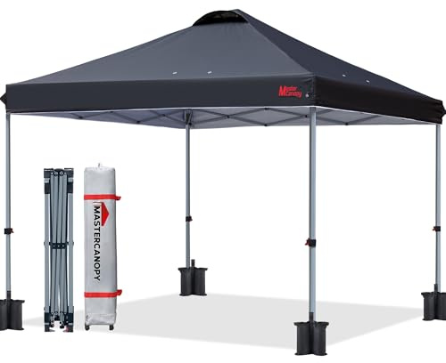 MASTERCANOPY 3 x 3 m Pop-up-Pavillon Faltpavillon Festzelt mit Entlüftung für Markt, Garten, Events, Schwarz