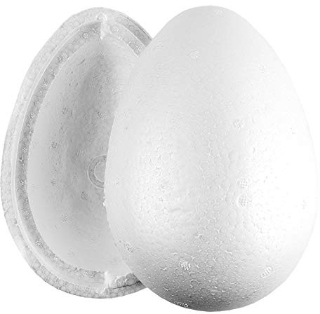 Ideen mit Herz Styropor-Ei, 2-teilig | groß & teilbar (20 cm hoch | Ø 14 cm | 1 Stück)