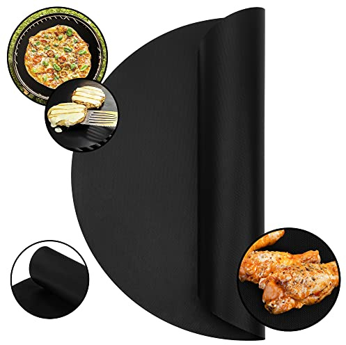 Krumble Teflon BBQ Grillmatte rund - Durchmesser 38 cm - Ofenbackmatte - Antihaft - Skottelbraai Backmatte - Schwarz