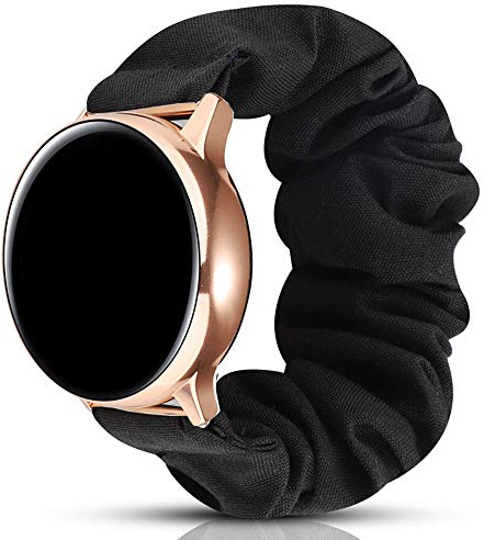 Miimall Scrunchie Armband Compatible with Samsung Galaxy Watch Active/Active 2 44mm 40mm, 20mm Damen Weich und Dehnbar Elastisches Ersatzband für Galaxy Watch Active/Active 2 - Schwarz
