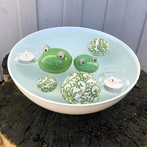 Storm's Gartenzaubereien Miniteich creme-weiß komplett mit Schale und Schwimmfröschen