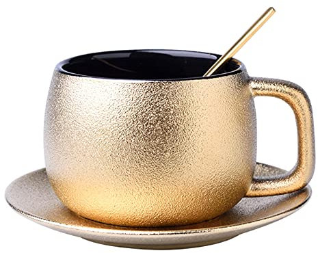 UKKO Tasse À Café Tasse De Café De Luxe De Luxe De Luxe De Luxe Royal Et Soucoupe Cuillère À Thé Doré