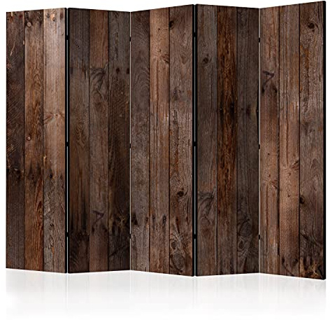 murando - Paravent Raumteiler Holz, 225x172 cm, 5-teilig, Wohnzimmer, Büro | Mobiler Sichtschutz, sofort einsatzbereit, Holzrahmen, ideal fürs Wohnzimmer oder Büro, geruchsneutral, lichtbeständig