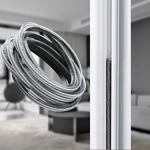 hokmly Weather Stripping Door Seal - Seals 5m (16ft) Soundproof, Draft & Dustproof Strip for Doors, Windows, Cabinet Doors with Noise Cancelling Window Inserts 5mm x 12mm (0.197 x 0.472 Inch) Gray