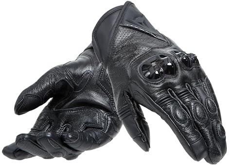 Dainese - Neroshape Leather Gloves, Motorrad Handschuhe Aus Ziegenleder, Knöchelschutz Aus Tpu, Perforiertes Leder Zur Belüftung, Motorradhandschuhe Für Herren, Schwarz/Schwarz, M