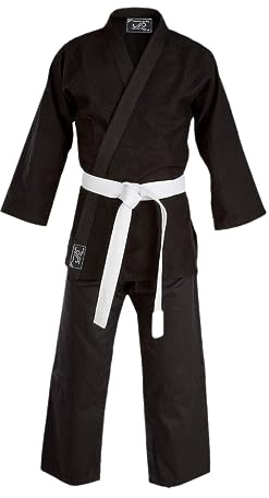 JP Sports Black Karate Uniform for Kids & Adults Lightweight Student Karate Gi Martial Arts Uniform with Belt (0000/100)