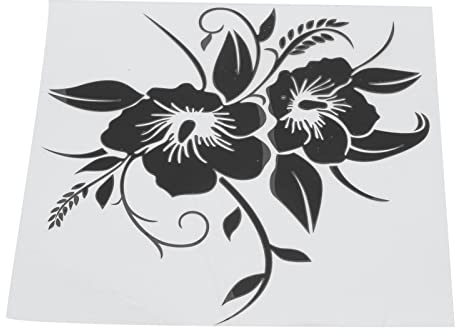 Autocollant Universel de Fleur de Voiture, Autocollants de D¨¦coration Ext¨¦rieure Automobile en Vinyle de D¨¦calque de Voiture de Fleur pour Accessoire de D¨¦coration SUV de Camion de Moto(Le noir)