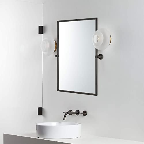 TEHOME Vanty Spiegel, schwenkbar, neigbar, rechteckig, ölgerieben, bronzefarben, Metallrahmen, abgeschrägter Wandspiegel, insgesamt 60,7 x 76,2 cm, Spiegel 50,8 x 76,2 cm