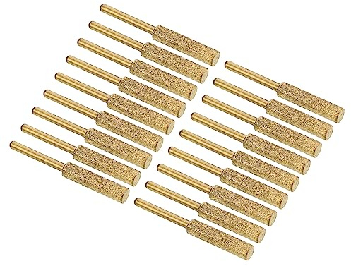 PATIKIL 7/32 Inch Diamond Chainsaw Sharpener, 18 Pack Titanium Plating Sharpening Stone Polishing Grinding File Tool, Golden