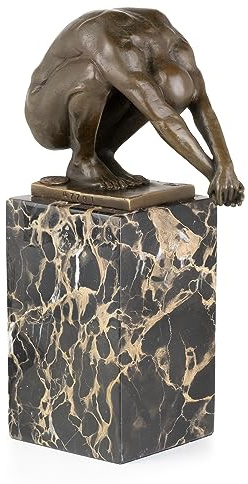 Moritz Bronze Turmspringer Akt 23 cm Schwimmer Sport Skulptur Deko Statue | Massive Handarbeit, athletischer männlicher Körper in Sprungpose auf Marmorsockel, edles Kunstobjekt für Sammler