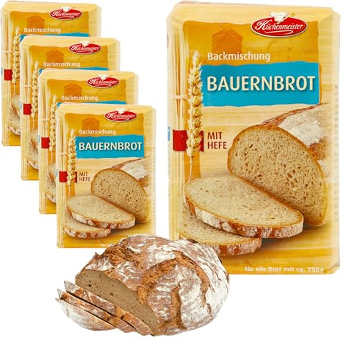 Bauernbrot Brotbackmischung von Frießinger Mühle, 5x500g, für den Backofen, Holzofen oder Brotbackautomaten. Inklusive einer gratis Teigkarte der Marke MIGASE