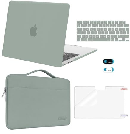 MOSISO Kompatibel mit MacBook Air 13 Zoll Hülle M5 M4 M3 M2 2026-2022 13,6 | Passgenau, Kratzfest, Hartschale&Laptoptasche&Tastaturschutz&Webcam Cover&Displayschutz A3449 A3240 A3113/2681