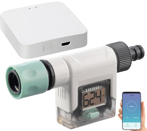 Royal Gardineer Schlauch-Wasserzähler: Smarter Wasserzähler für Gartenschlauch, mit WLAN-Gateway und App (Digitaler WLAN, Gateway mit Mesh, Bluetooth, Waschmaschine)