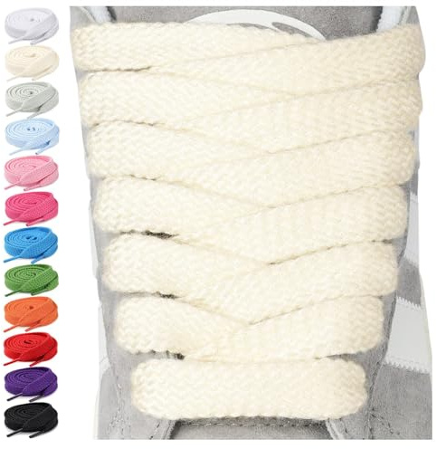 Stepace 2 Paia di Lacci per Scarpe Larghe Piatti da 15 mm, Stringhe Scarpe Spessi Ricambio da Ginnastica Sneakers & Scarpe da Sportivi Crema 140