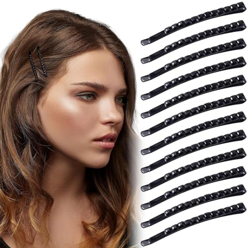 Auiremrti 12 fermagli per capelli con strass in metallo, forcine diamantate lucide, accessori decorativi per capelli per uso quotidiano e feste, colore nero