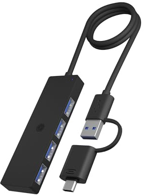 ICY Box USB 3.0 HUB (4-in-1) mit 4X USB-A Ports, USB-Verteiler, USB-C & USB-A Anschluss, Splitter, Mehrfachstecker, IB-HUB1424-C3