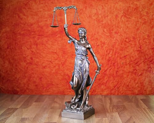 UGRA Lady Justice Statue, 36 cm große Tugenden der Gerechtigkeit, griechisch, römisches Symbol der Gerechtigkeit, Justizdame mit Schwert und Waage, Femida-Statue