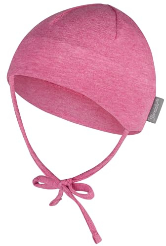 Sterntaler OCS Beanie Melange – Unisex Baby Mütze mit angeschnittenen Ohrenklappen & Bindeband – aus Melange-Singlejersey (Bio), doppellagig – Übergangsmütze ab Geburt – Tintenblau, Gr. 37