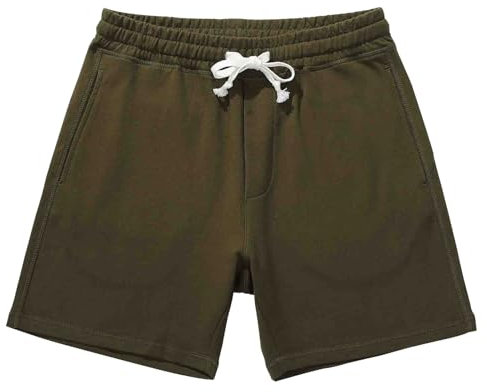 Herren Shorts Sport Männliche Baumwoll-Frühlings- Sommershorts, einfarbig, mit Krawattentasche, atmungsaktive Jogginghose Herren Short Dünne (Green, XL)