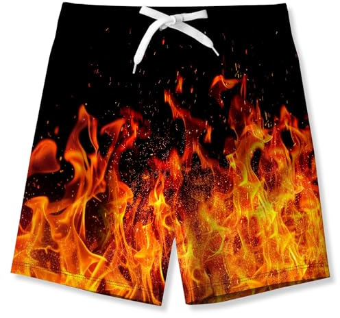 uideazone Boys Black Swim Trunks Size 8 Quick Dry Water Reasistant Swimwear Bathing Suits Summer Surfing Sport Beach Boardshorts Swimsuit with Mesh Lining Shorts