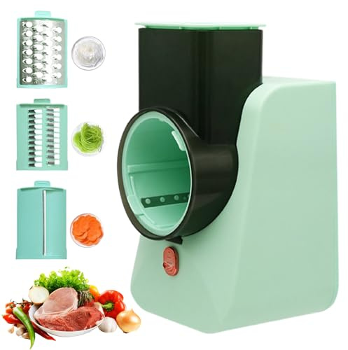 Electric Cheese Grater Vegetable Shredder Food Processor with 5 Attachments Multifunctional Vegetable Slicer Salad Maker, Fruit Cutter, Spiralizer Cheese Grater