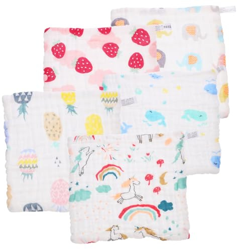 Toyvian 5piezas Toalla de Algodón Absorbente de Toallas para Bebés para Lactancia Baño y Cuidado Diario del Recién Nacido Estilo Aleatorio