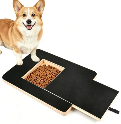 Quixion Kratzbrett für Hunde, Kratzbrett Hund mit Leckerlibox 35x25x3cm | Kratzbrett für Hunde, Stressfrei Alternative zum Nagelknipser mit Schleifpapier f-ür Nagelpflege und Interaktives Spielen