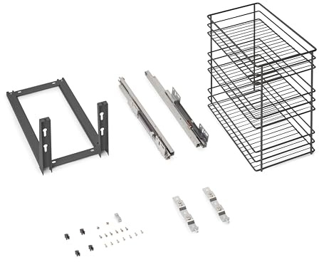 Emuca - Auszugswagen Titane mit Unterfederung und sanfter Schließung, für Küchenmodule 300mm, Stahl, Anthrazitgrau