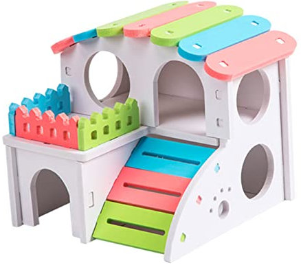 BESTonZON Handgemachtes Selbstgemacht Hamsterhaus Aus Holz Kleines Haustier Versteck Spielerische Kleintierunterkunft Geeignet Für Hamster Mäuse Und Igel