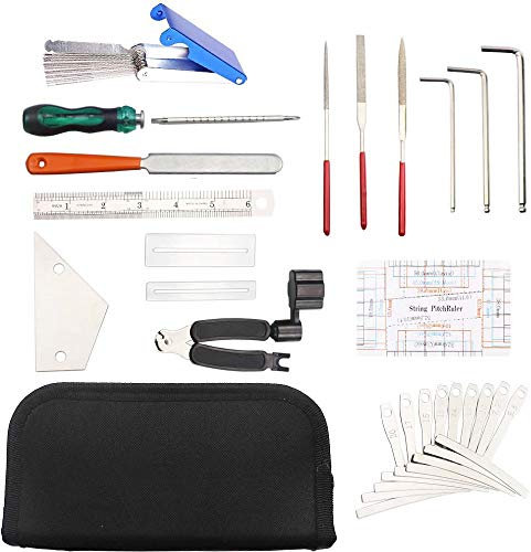 Kit d'outils de réparation et d'entretien pour guitare, organisateur de cordes, règle d'action de corde, outil de mesure, clé hexagonale