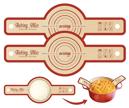 Silicone Sourdough Bread Sling – 2PCS NonStick Baking Mat for Dutch Oven, High Degree Reusable Dough Lifter Liner for Bread Proofing and Baking, Heat Resistant and Easy to Clean with Long Handle
